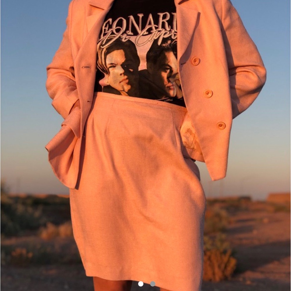 Pink skirt suit